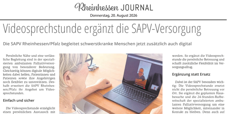 Videosprechstunde ergänzt die SAPV-Versorgung